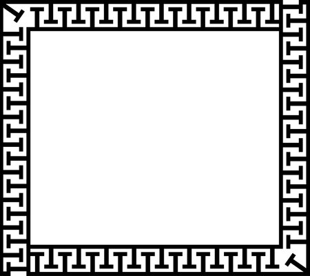 Black meander pattern greek key square page border vector ornamentのイラスト素材