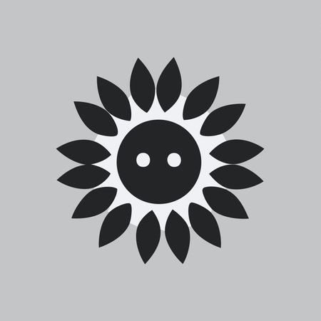 sunflower emoji icon. Black and white solar flowers vector illustration.のイラスト素材