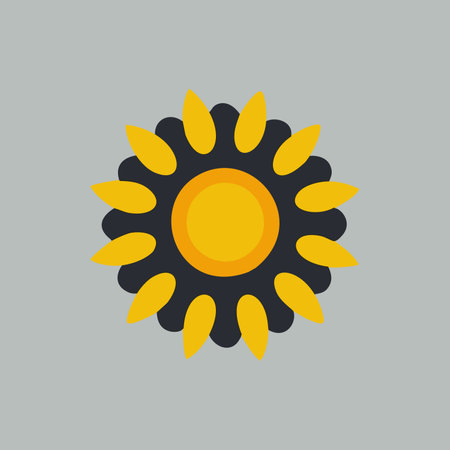 Sunflower icon in flat minimal style, vector artのイラスト素材