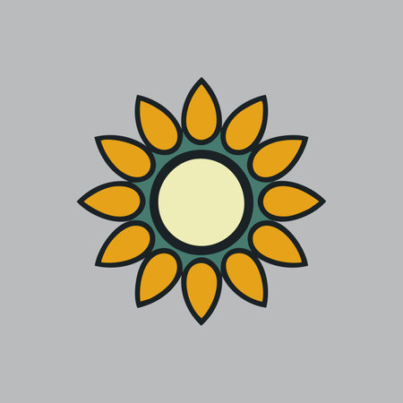Sunflower icon on grey background. Vector illustration.のイラスト素材