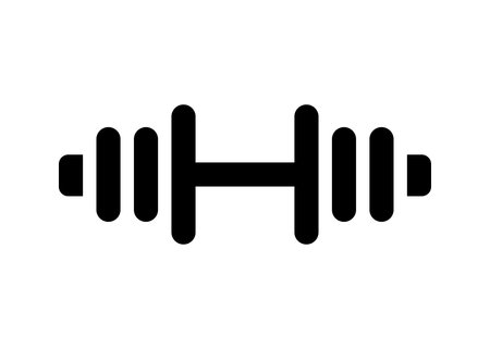 Dumbbell icon. Flat style black barbell exercise equipment on white vector illustration.のイラスト素材