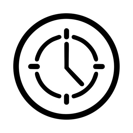 Minimalistic vector illustration of a clock icon in black and white, suitable for various design usesのイラスト素材