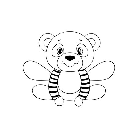 cute teddy bear with wings icon over white background, vector illustrationのイラスト素材