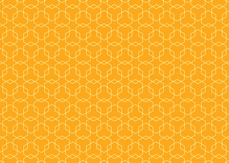 White outline deco art hexagonal geometry background. Seamless hexagon grid pattern vector template.のイラスト素材