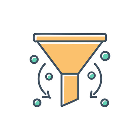 Icon of funnel. Flat color purification filter symbol vector art. Concept for web and mobile applications.のイラスト素材