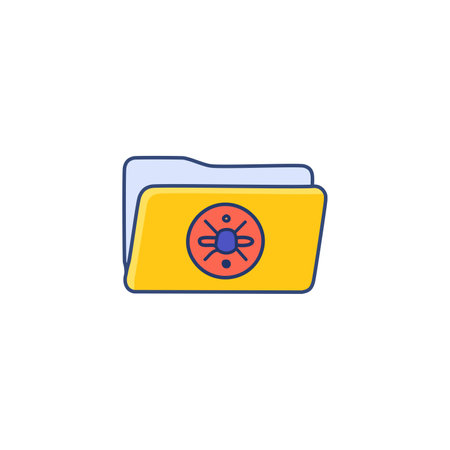 Folder with virus icon. Data protection concept. Vector illustration in flat style.のイラスト素材