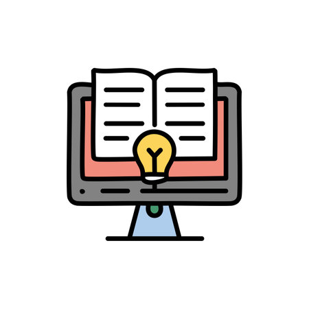 Online education, e-learning flat color icon. Vector illustration.のイラスト素材