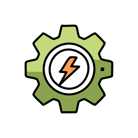 Gear and lightning icon, vector illustration. Flat design style, outline.のイラスト素材