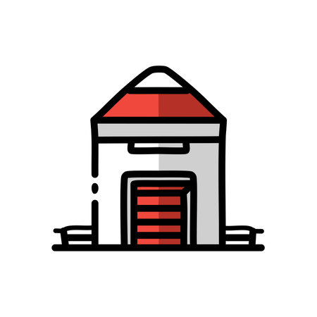 Garage flat line icon, concept illustration, outline symbol, vector sign, linear symbol.のイラスト素材