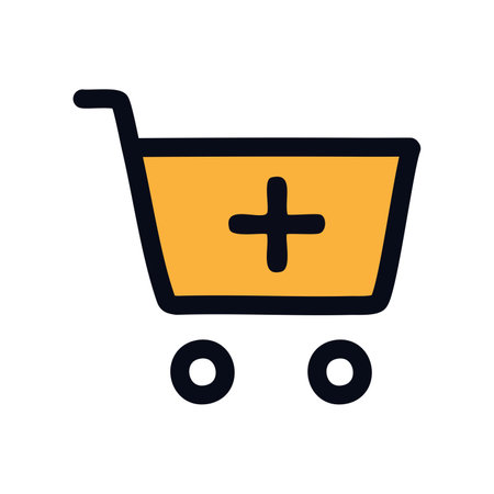 Shopping cart with plus sign. Vector illustration, flat design.のイラスト素材