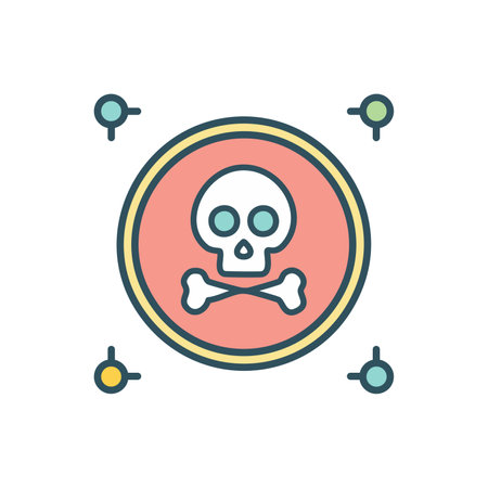 Skull and crossbones icon in flat style. Vector illustration.のイラスト素材