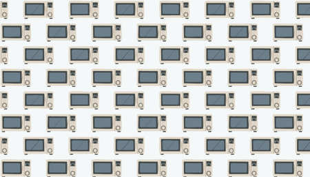 Seamless pattern of old vintage white microwave. Vector illustration.のイラスト素材