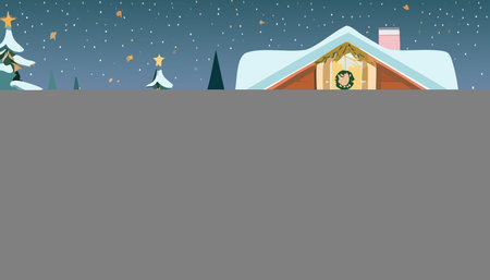 Vector illustration of people buying gifts. Winter holidays concept.のイラスト素材