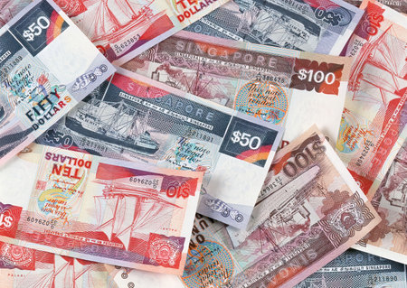 Background from banknotes of different denominations. Shallow depth of field.の写真素材