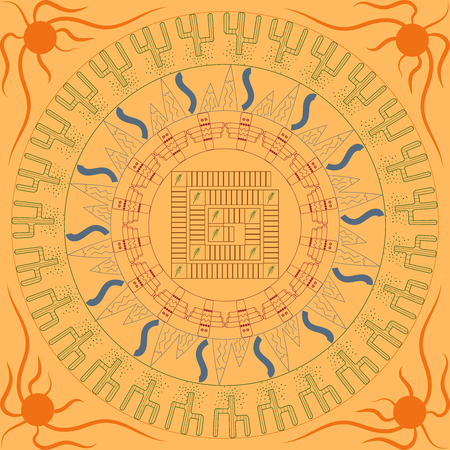 Circle colored pattern indian themeのイラスト素材