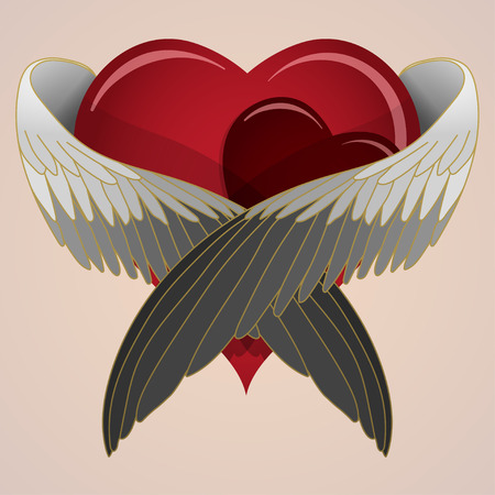 colored heart with wingsのイラスト素材