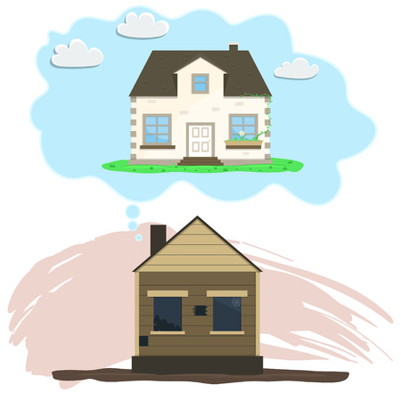 Remodeling house, Old house dreams of repairのイラスト素材