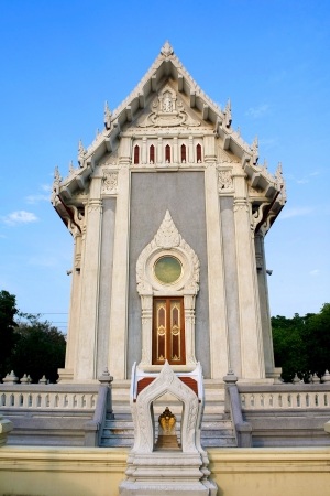 white modern style architecture of thai templeの写真素材