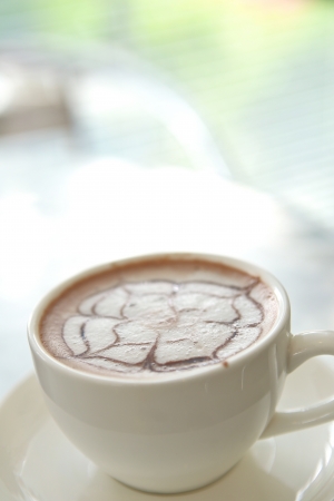 a popular cup of garnished hot chocolate drinkの写真素材