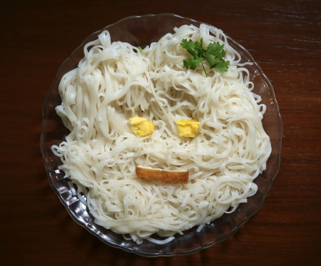 ingredients of local noodle cuisine in middle thai region