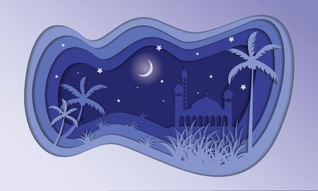 Mosque paper cut vector illustrationのイラスト素材