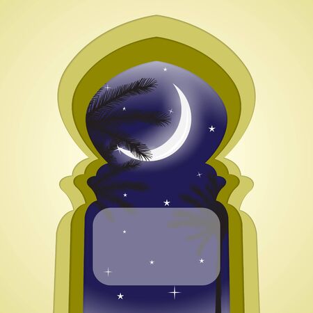 Welcoming Ramadan at the mosque gateのイラスト素材