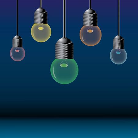 colored bulb, colored bulb background, vector bulbのイラスト素材