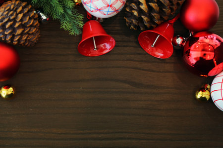 Christmas and New year decorated elements with blank space template.の写真素材