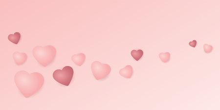 Pink heart balloons floating on pink gradient background have blank space for advertisement wording. Valentine's Day greeting card.のイラスト素材