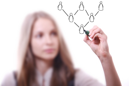 Woman drawing Social Network Conceptの写真素材