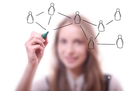 Woman drawing Social Network Conceptの写真素材