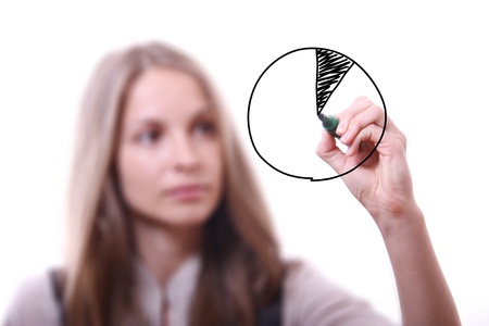 businesswoman drawing graphの写真素材