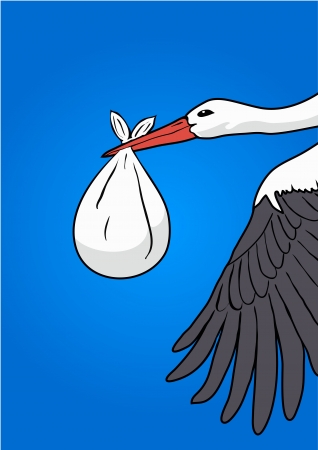 Flying stork with babyのイラスト素材