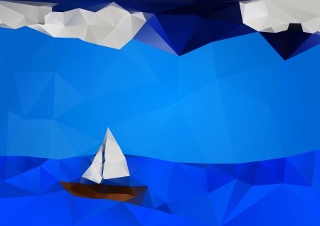 Seascape with boatのイラスト素材