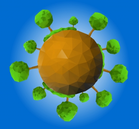 Planet and trees, vectorのイラスト素材
