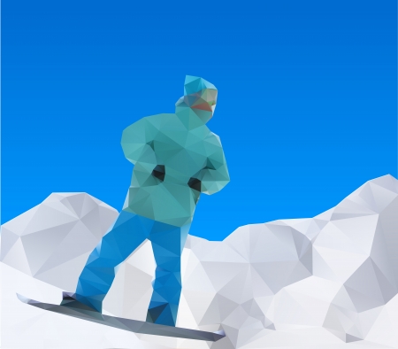 snowboarder on mountainsのイラスト素材