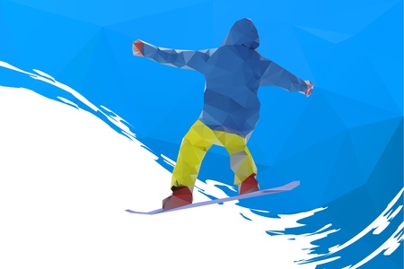 flying snowboarder on mountainsのイラスト素材