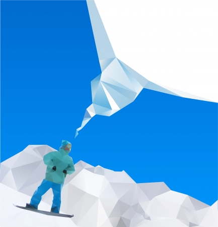 snowboarder on mountains, vectorのイラスト素材