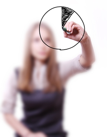 young businesswoman drawing graph on glassの写真素材