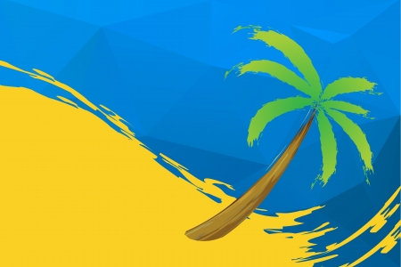 Tropical palm on the beach with sea のイラスト素材