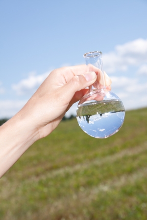 Water Purity Test, liquid in laboratory glasswareの写真素材