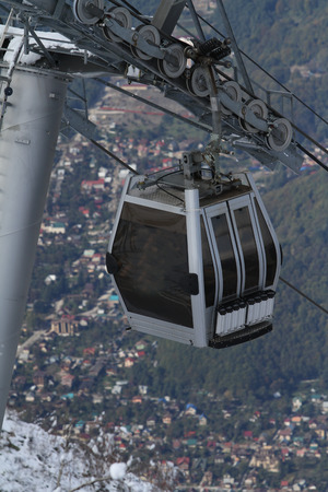 cabin lift at a mountain ski resortのeditorial素材