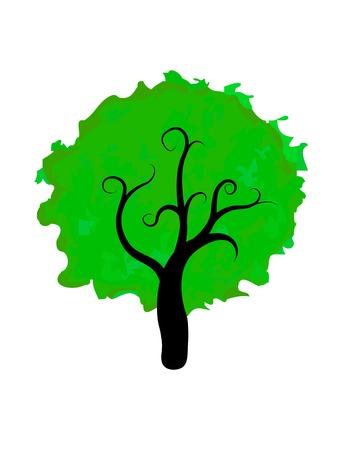 green tree isolated on white background, vector illustrationのイラスト素材