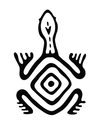 black turtle in native style, vector illustrationのイラスト素材