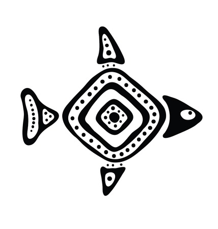 black fish in the native style, illustrationのイラスト素材