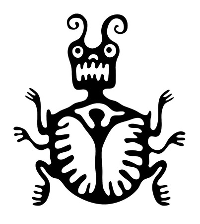 black mite or beetle in native style, vector illustrationのイラスト素材