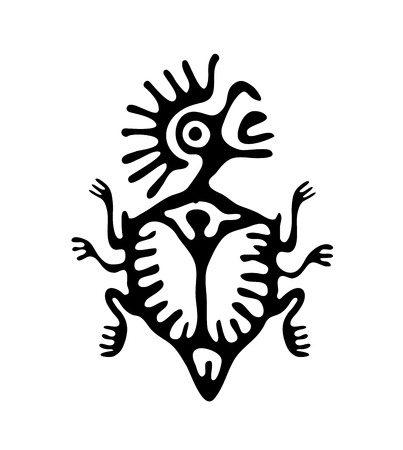 black mite or beetle in native style, vector illustrationのイラスト素材