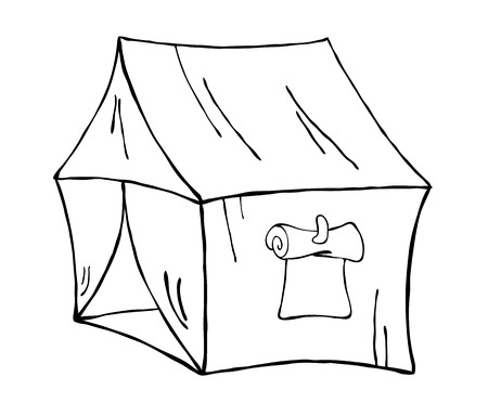 Travel tent, contour illustrationのイラスト素材