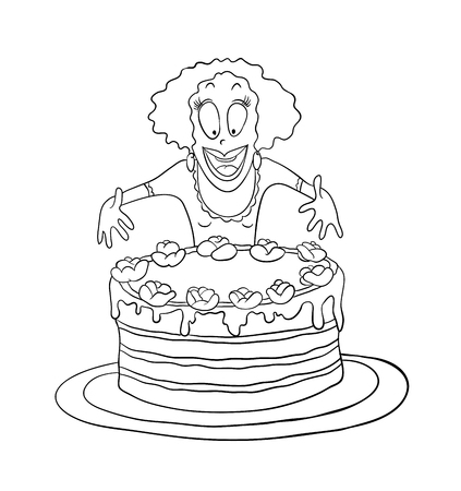 Woman and big cakeのイラスト素材