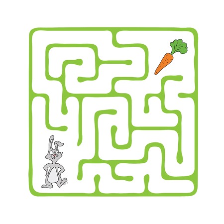 Vector Maze, Labyrinth Game for Children with Rabbit  and Carrot.のイラスト素材